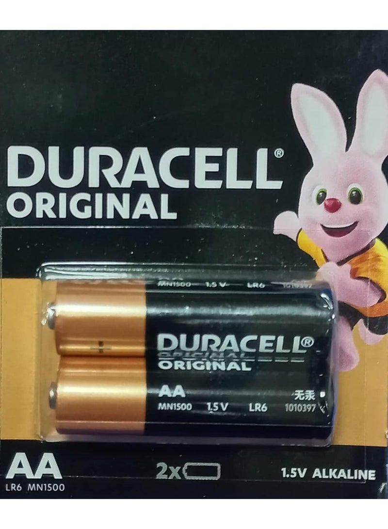 Duracell 2 Pcs Duracell AA Alkaline Batteries, 1.5V MN1500 LR6, Long-Lasting Power, Leak-Resistant Design - Image 2
